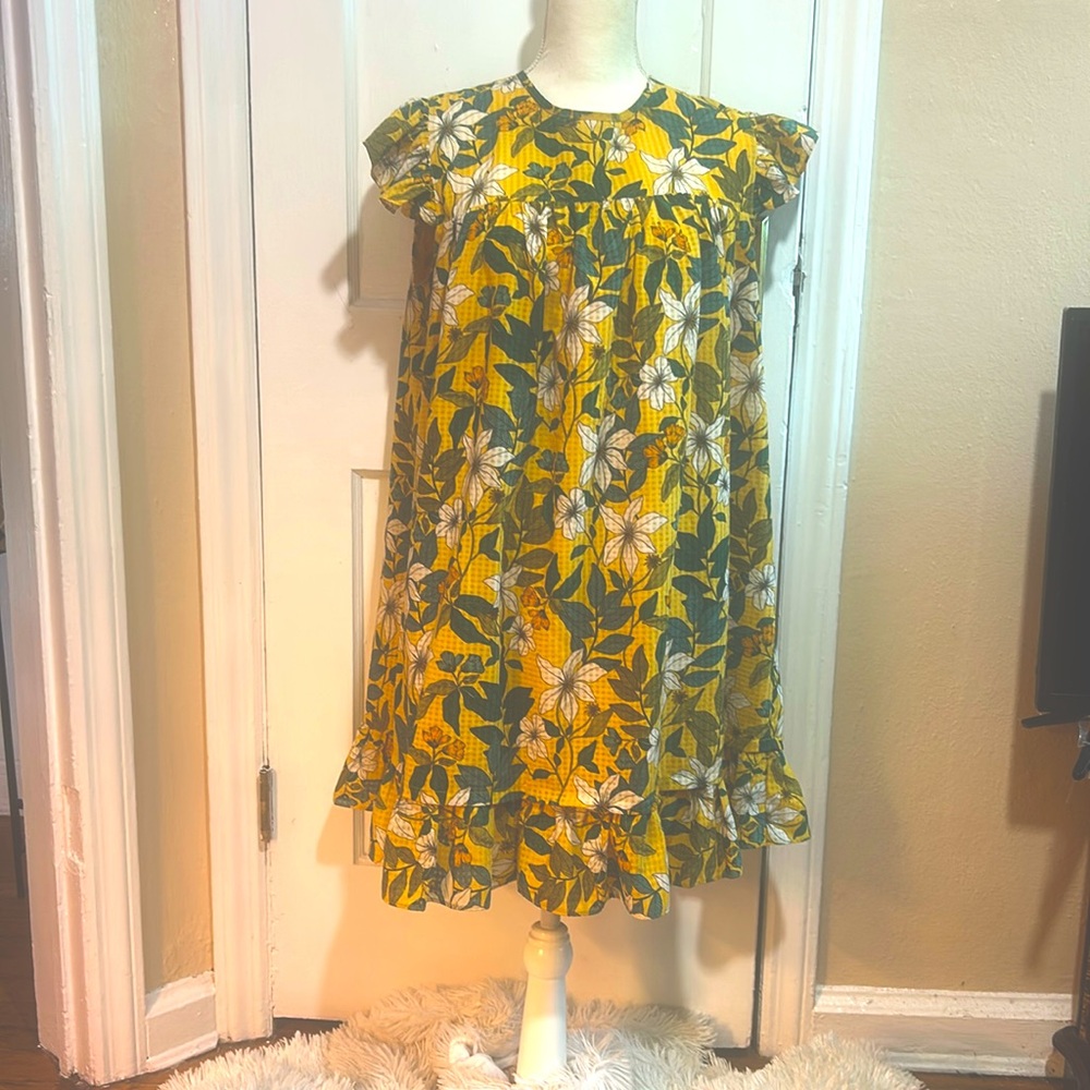 Who What Wear Yellow and Green Sundress Sleeveless Casual